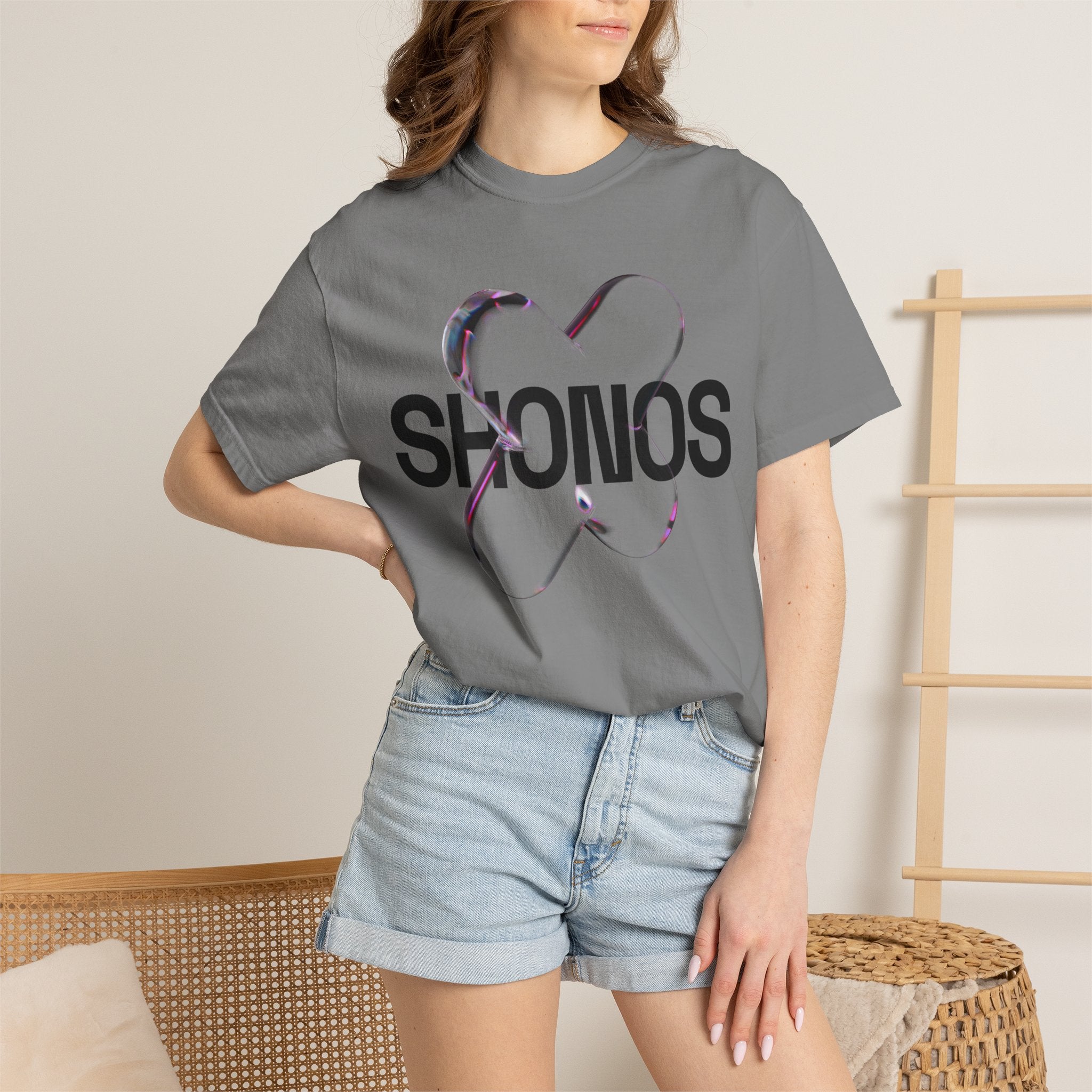 SHONOS Logo T‑Shirt — Minimal Heart Logo Graphic Tee Printify