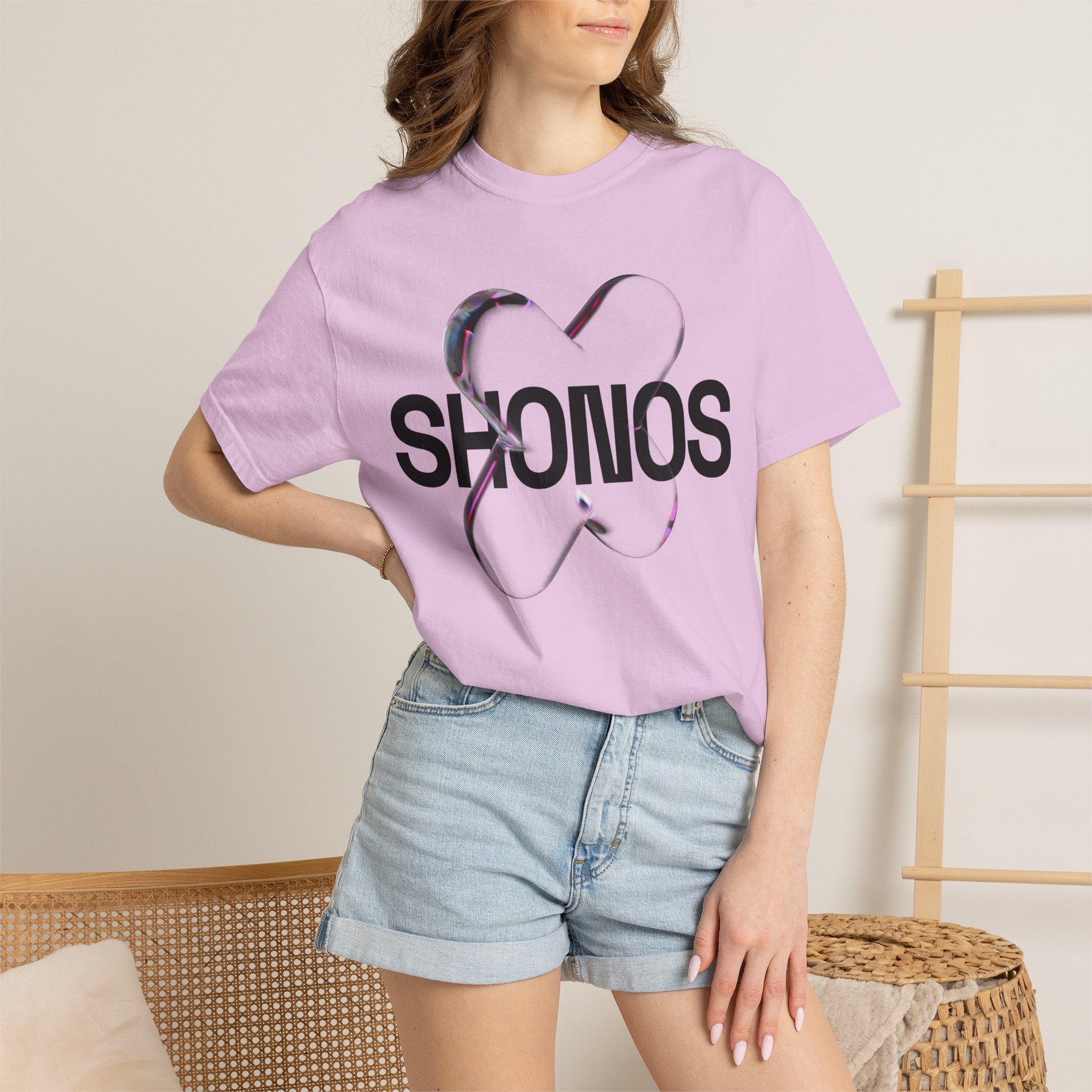SHONOS Logo T‑Shirt — Minimal Heart Logo Graphic Tee Printify