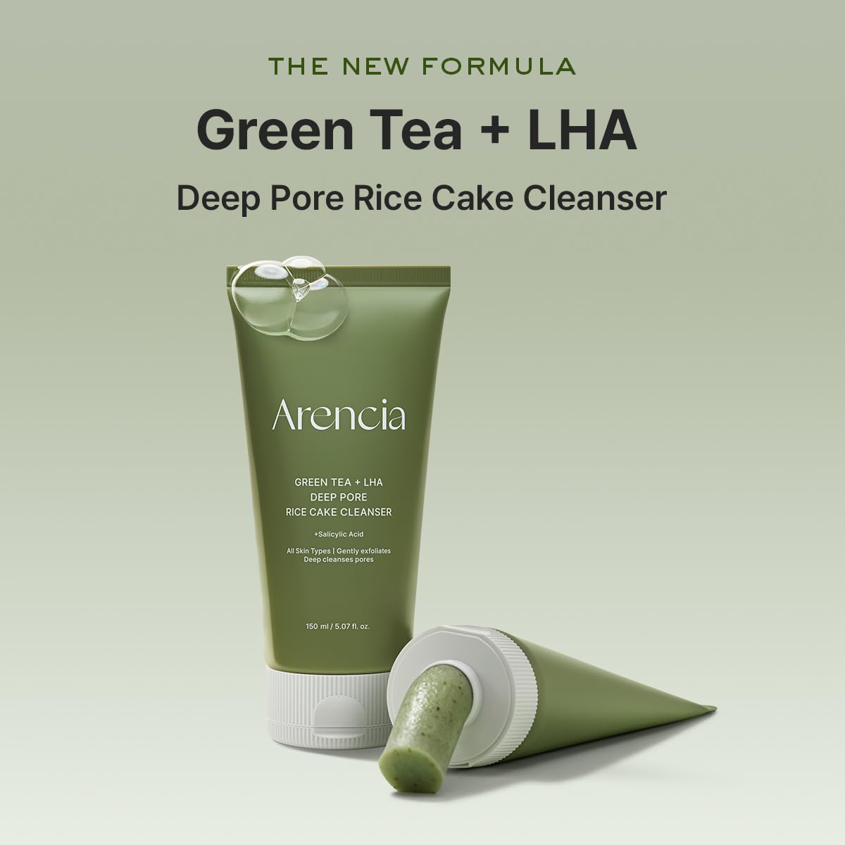 Arencia Green Tea + LHA Deep Pore Rice Cake Cleanser AsiaBeautyMall