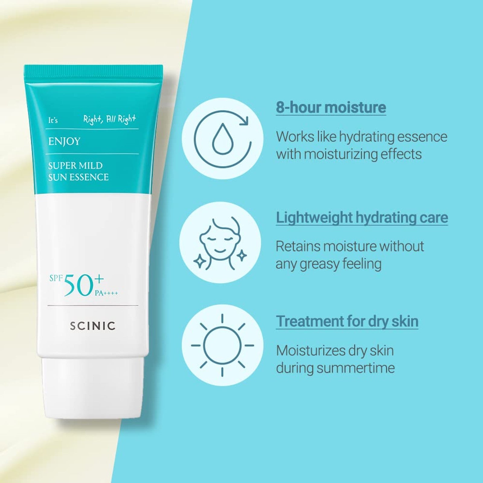 SCINIC Enjoy Super Mild Sun Essence SPF 50+ PA++++ AsiaBeautyMall