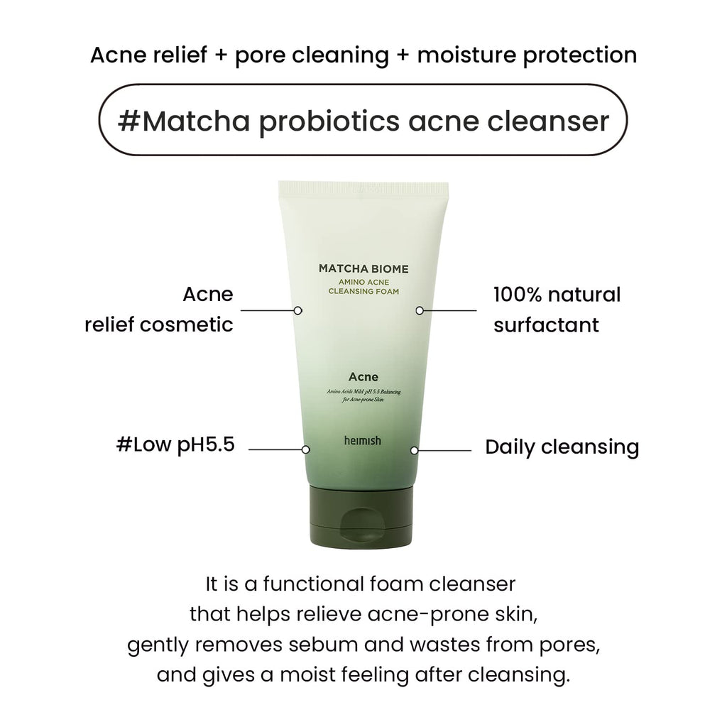 Heimish Matcha Biome Amino Acne Cleansing Foam AsiaBeautyMall