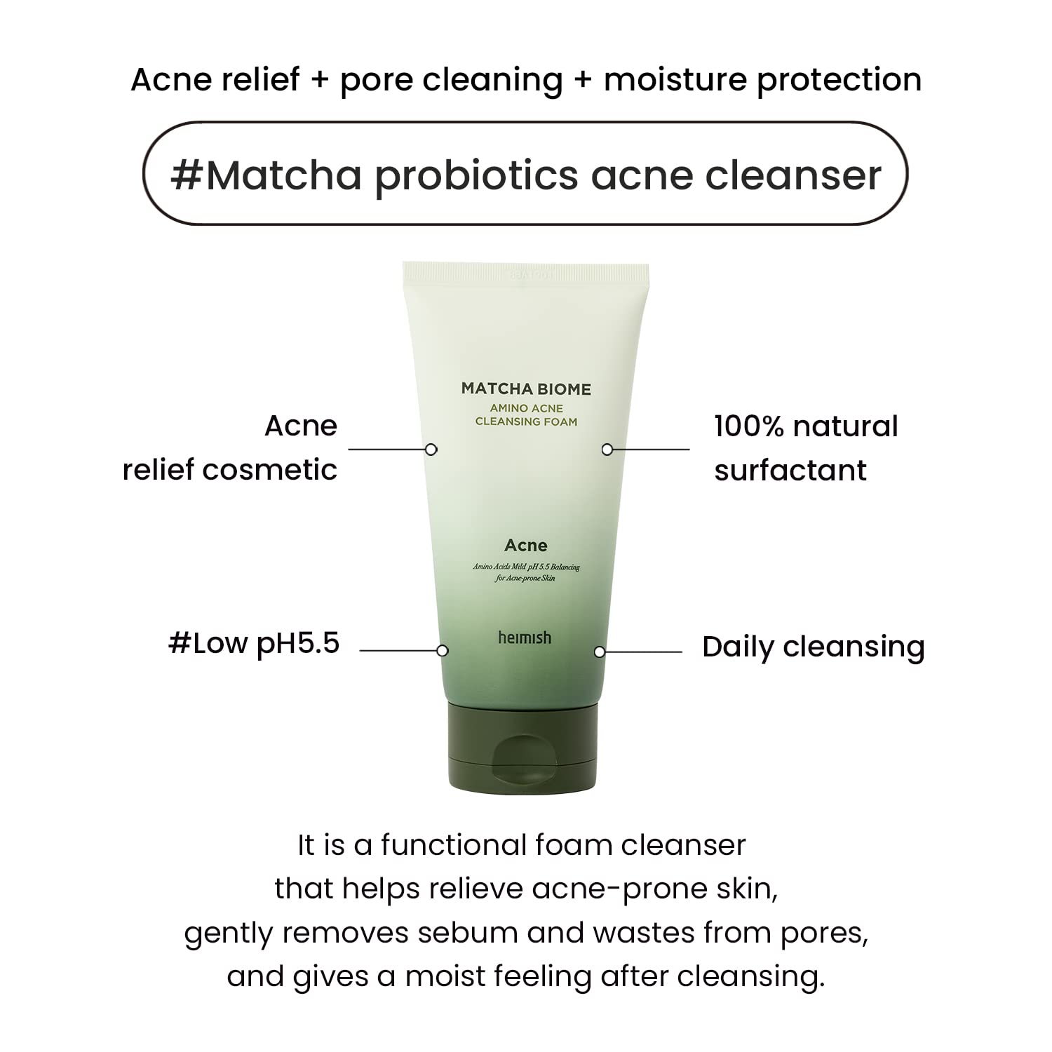 Heimish Matcha Biome Amino Acne Cleansing Foam AsiaBeautyMall