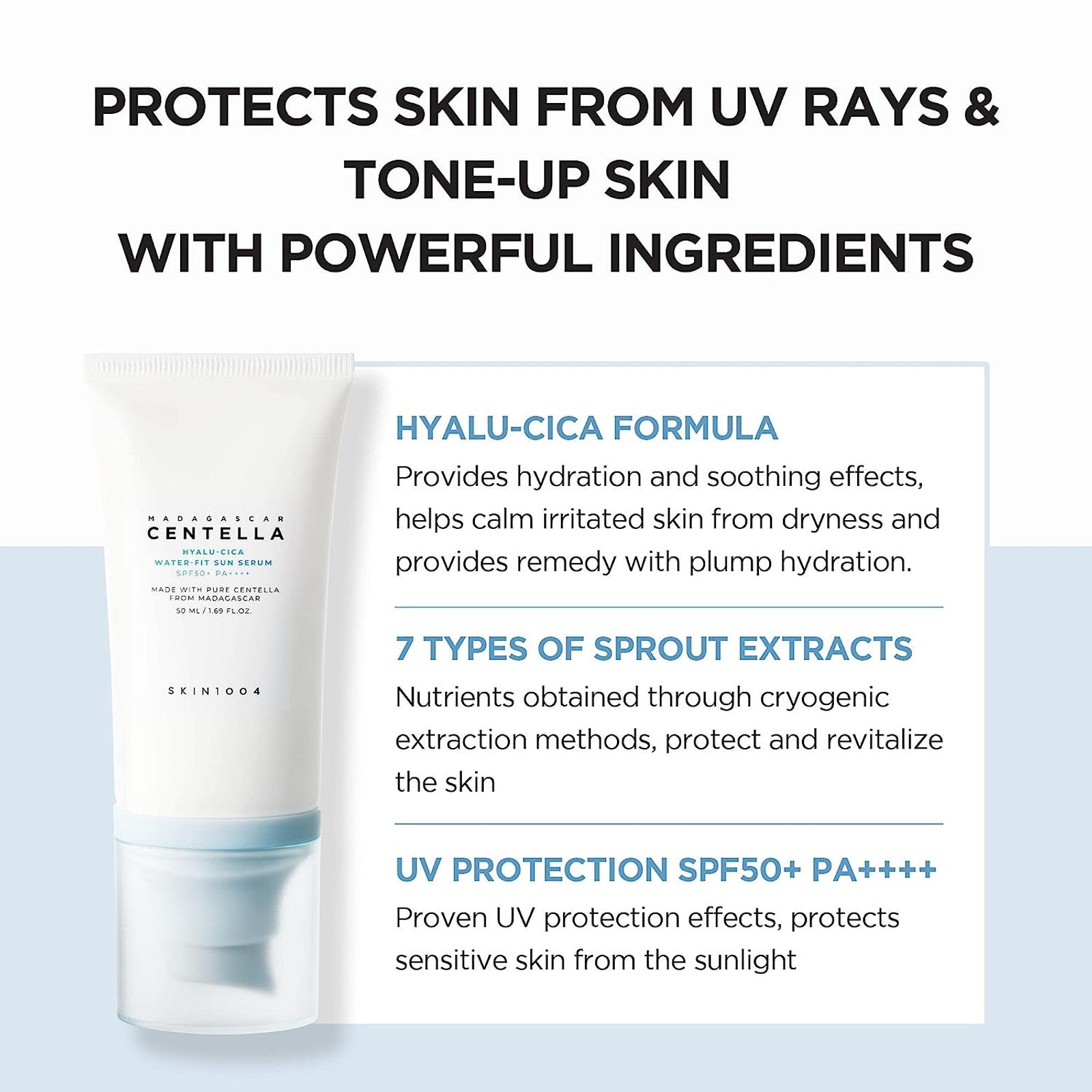 SKIN1004 Madagascar Centella Hyalu-Cica Water-Fit Sun Serum SPF50+ PA++++ (2-Pack) AsiaBeautyMall