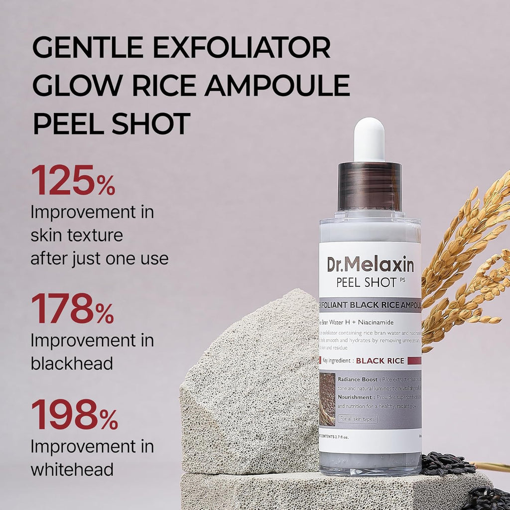 Dr. Melaxin Peel Shot Exfoliant Black Rice Ampoule AsiaBeautyMall
