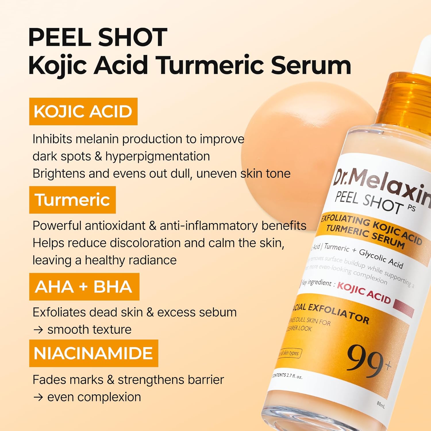 Dr. Melaxin Peel Shot Exfoliating Kojic Acid Turmeric Serum AsiaBeautyMall