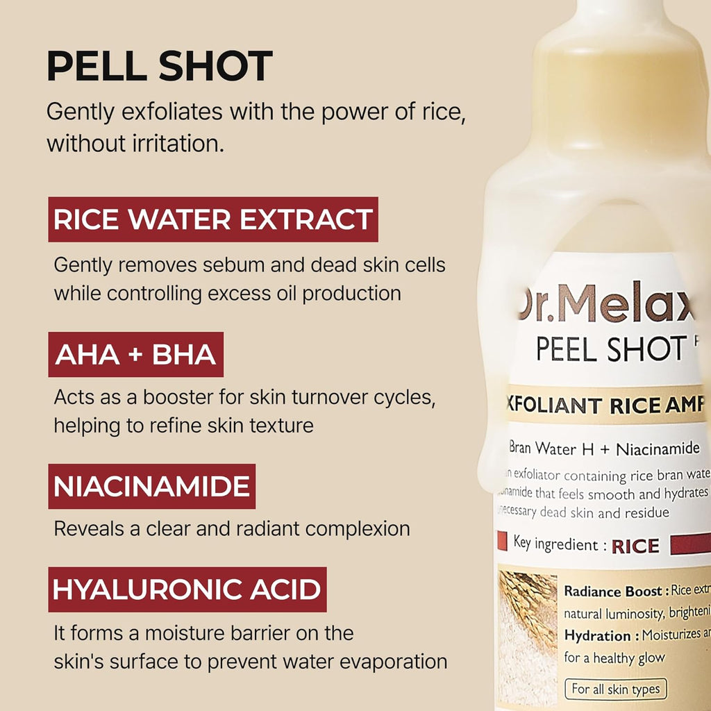 Dr. Melaxin Peel Shot Exfoliant Rice Ampoule AsiaBeautyMall