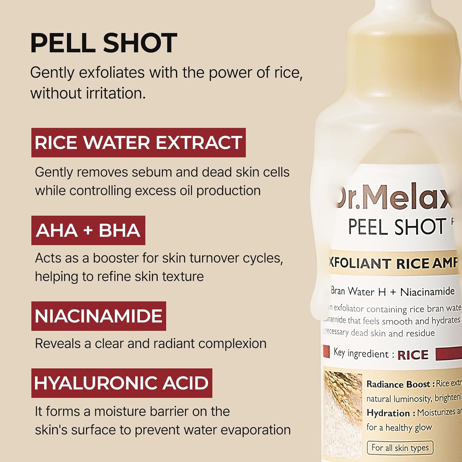 Dr. Melaxin Peel Shot Exfoliant Rice Ampoule AsiaBeautyMall