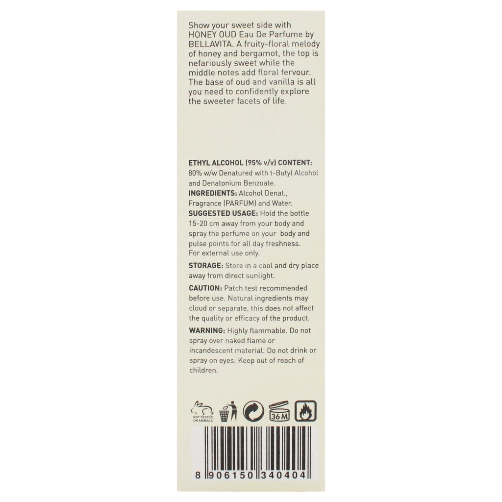 BellaVita Honey Oud Eau De Parfum Unisex Perfume 100ml Fandi Perfume