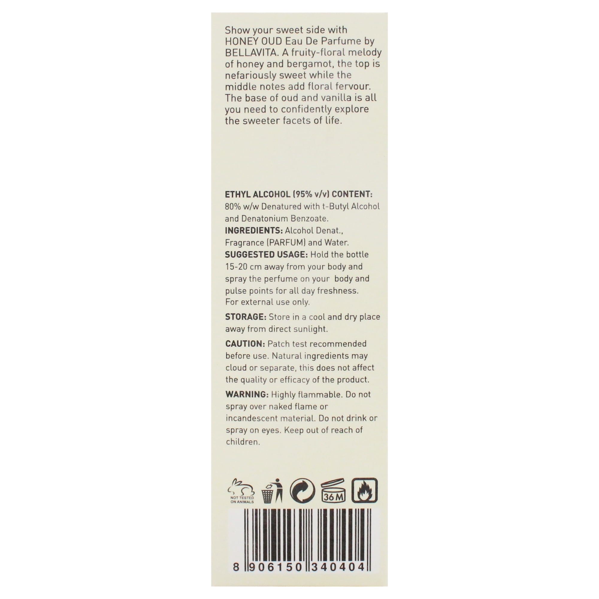 BellaVita Honey Oud Eau De Parfum Unisex Perfume 100ml Fandi Perfume