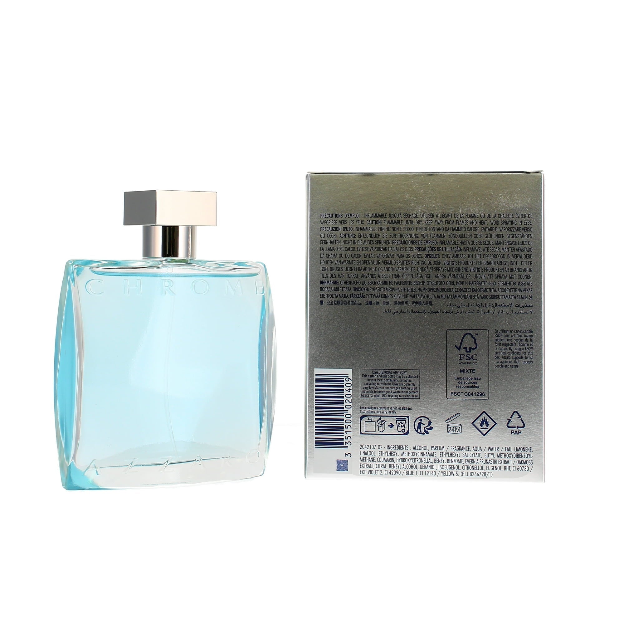 Azzaro Chrome Eau de Toilette 3.4 oz Fandi Perfume