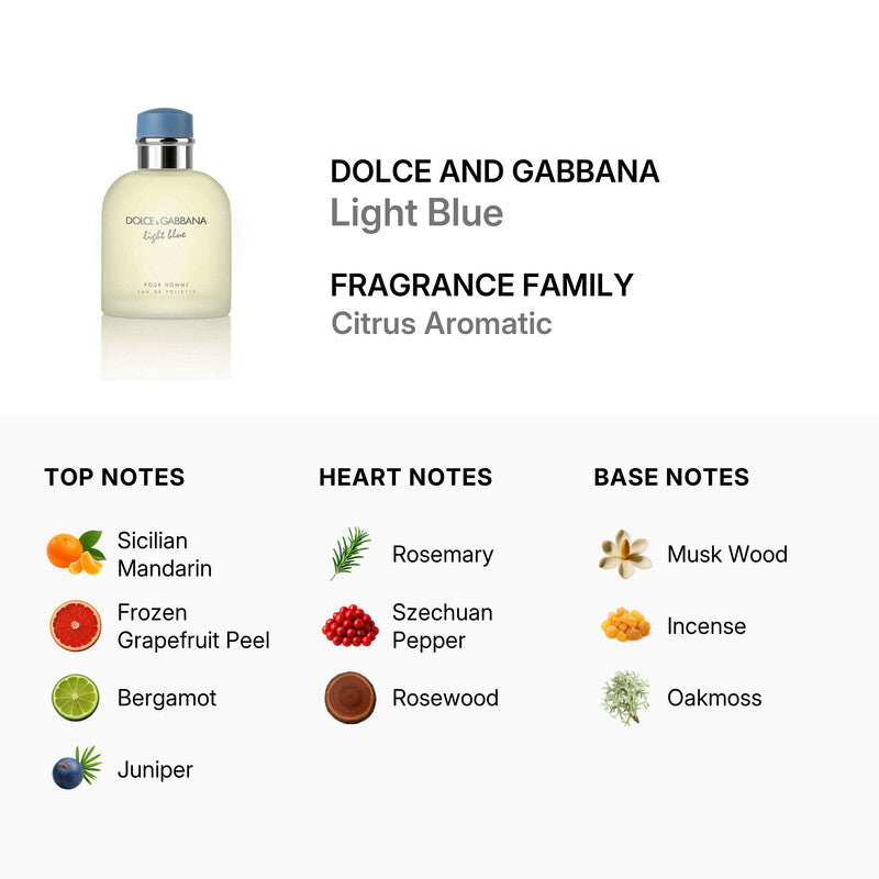 Dolce & Gabbana Light Blue Eau de Toilette Spray for Men 3.4 oz Fandi Perfume