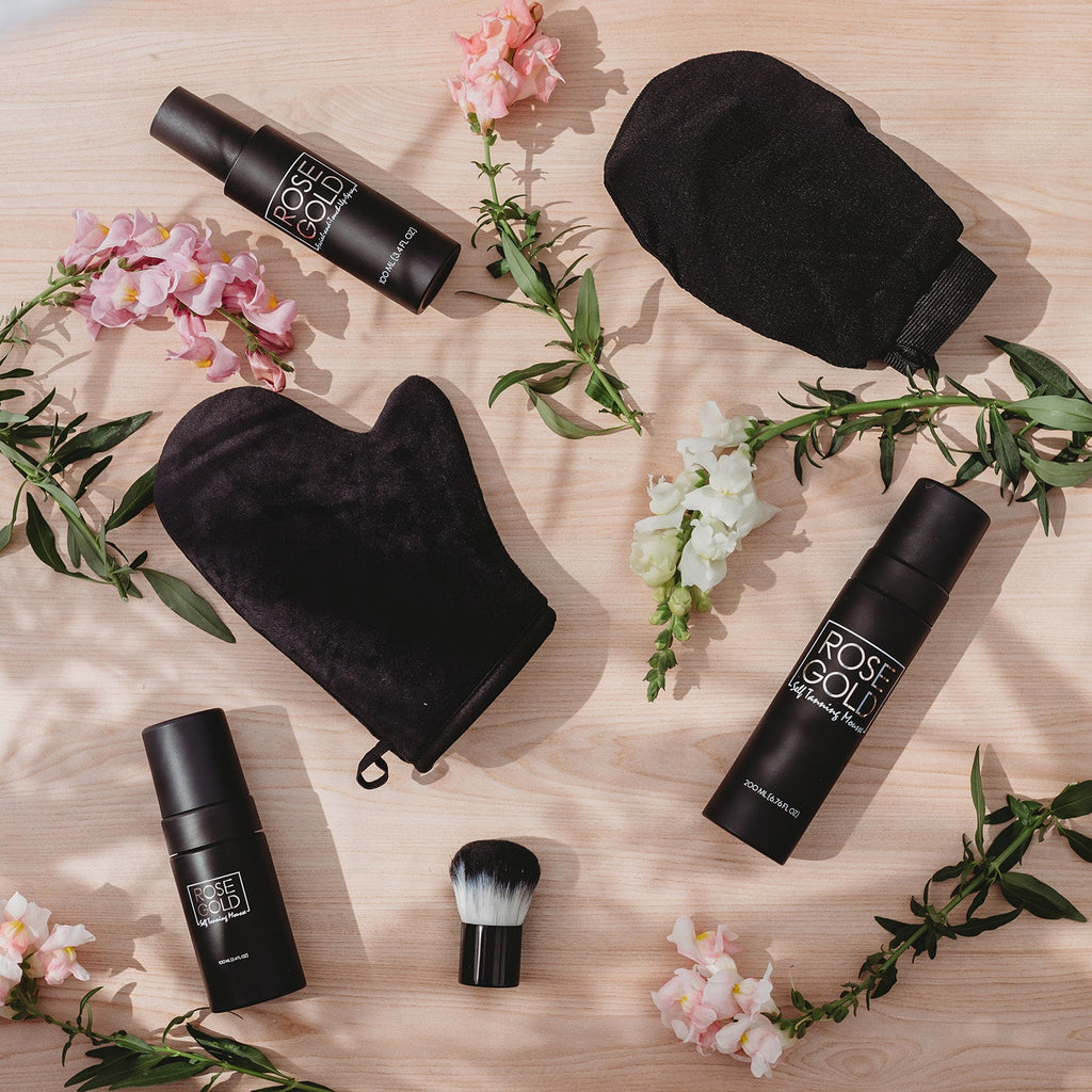 Face & Body Self Tanning Bundle — Complete Glow Collection Rose Gold Sunless