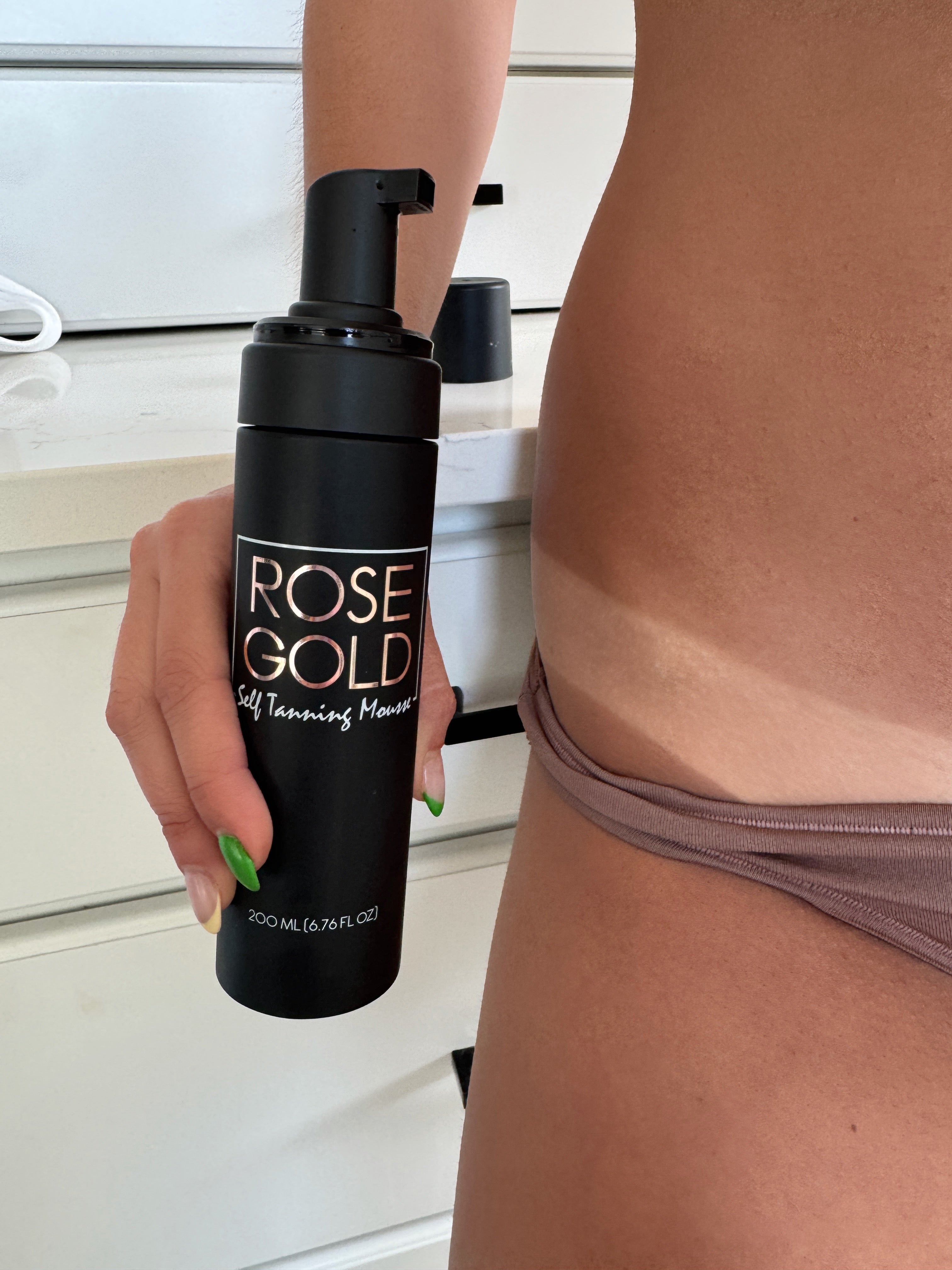 Rapid Rinse Self Tanning Mousse — Dark Neutral Bronze Whipped Foam Rose Gold Sunless