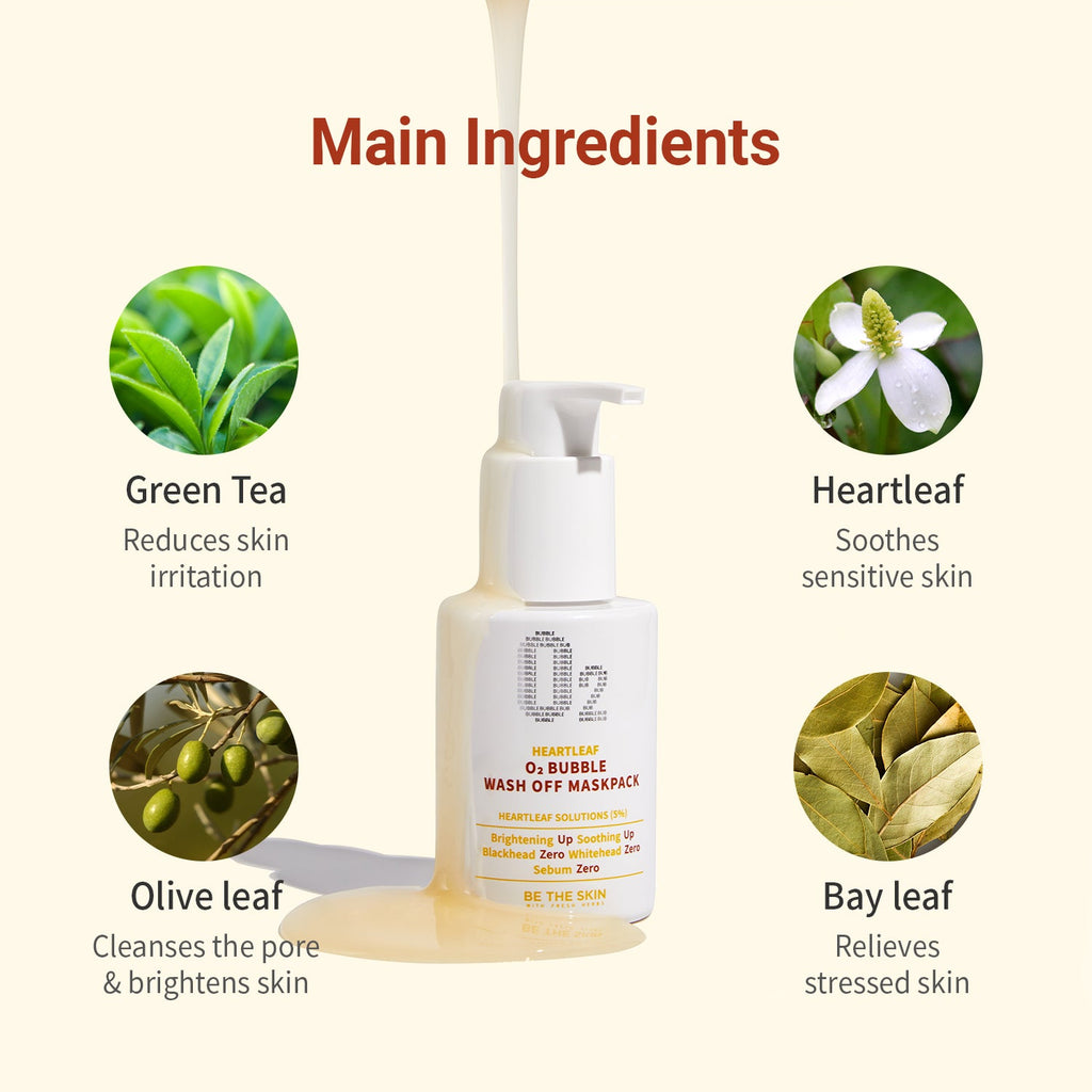 Be The Skin Heartleaf O2 Bubble Wash Off Mask Pack AsiaBeautyMall