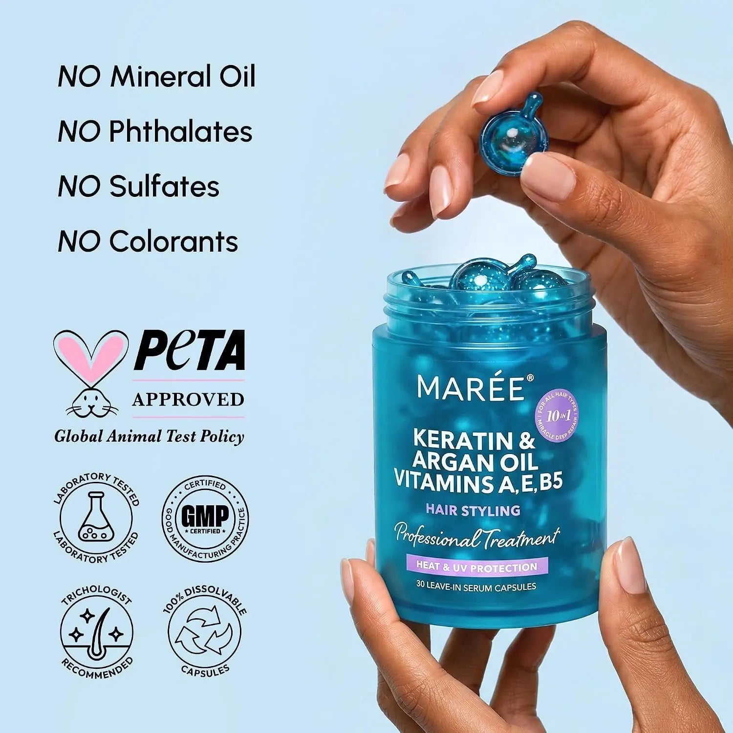 Keratin Oil Capsules for Frizz Control Maree