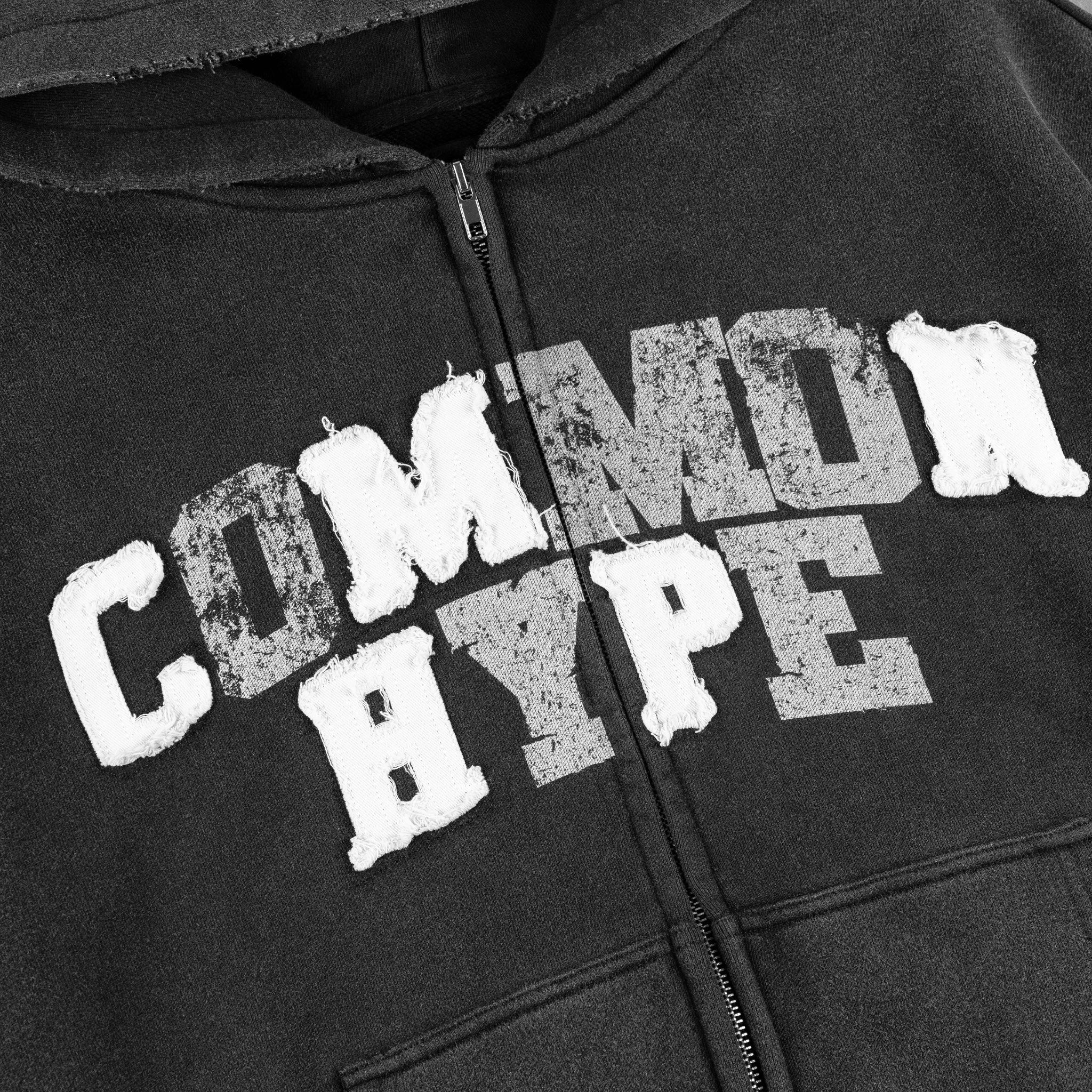 Common Hype Varsity Zip Up Hoodie Black Common Hype