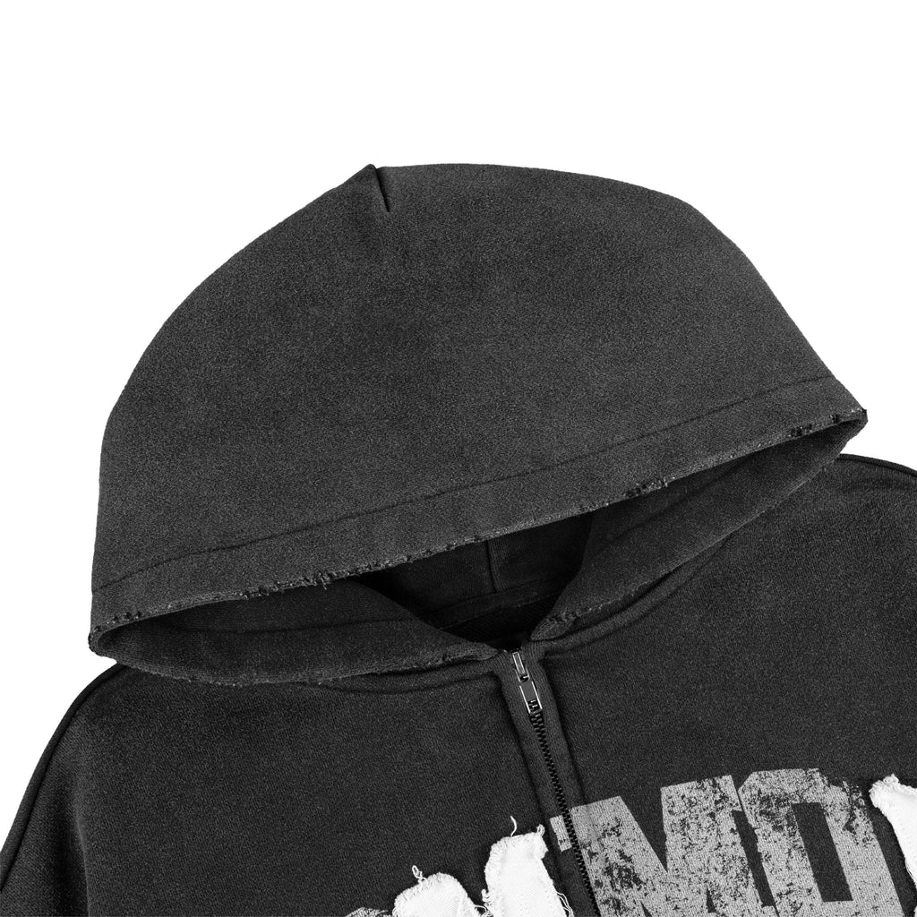 Common Hype Varsity Zip Up Hoodie Black Common Hype
