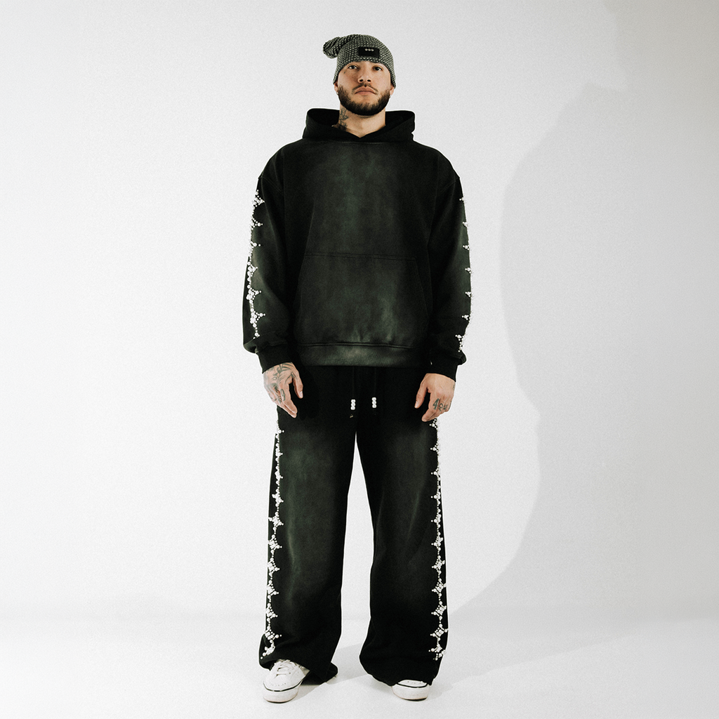 Commons Pearled Star Hoodie Vintage Black Common Hype