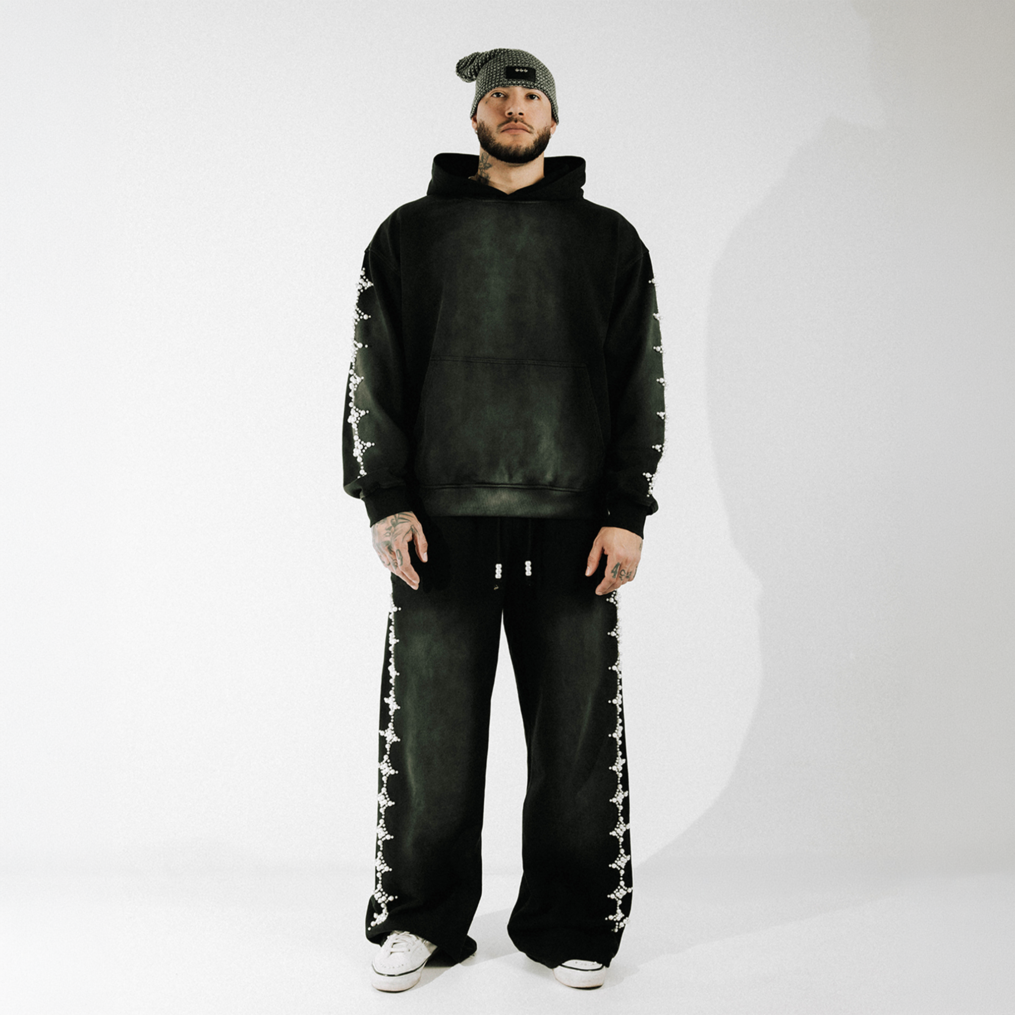 Commons Pearled Star Hoodie Vintage Black Common Hype
