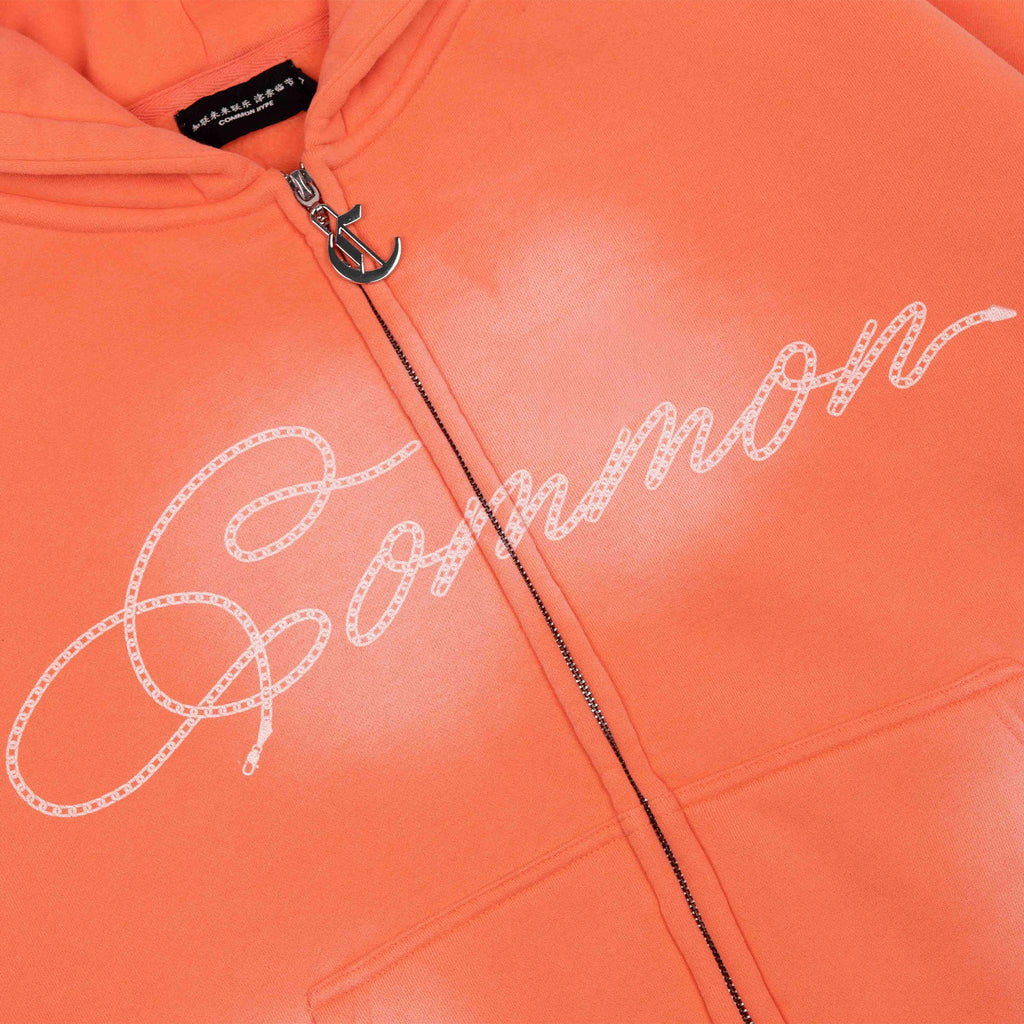 Common Hype Cropped Fleece Zip Up Hoodie Salmon Common Hype