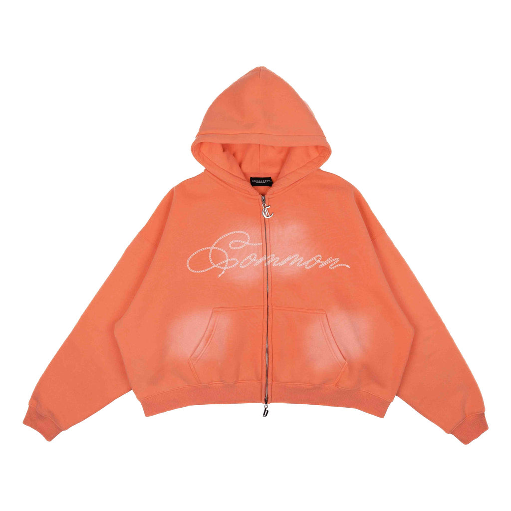 Common Hype Cropped Fleece Zip Up Hoodie Salmon Common Hype