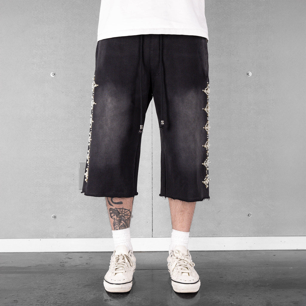 Commons Pearled Star Sweatshort Vintage Black Common Hype