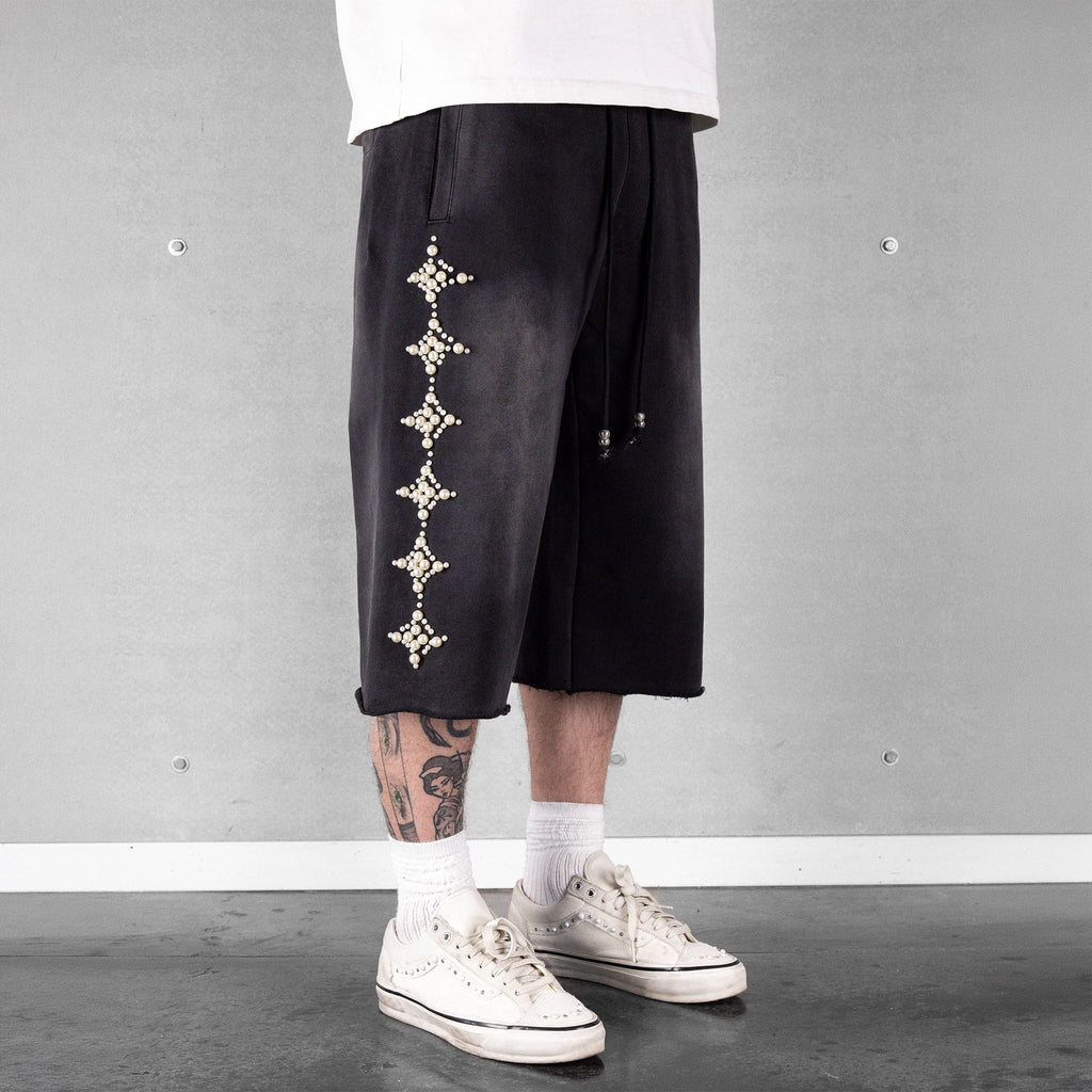 Commons Pearled Star Sweatshort Vintage Black Common Hype