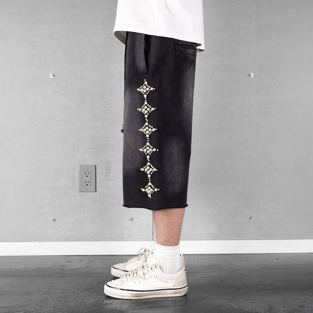 Commons Pearled Star Sweatshort Vintage Black Common Hype