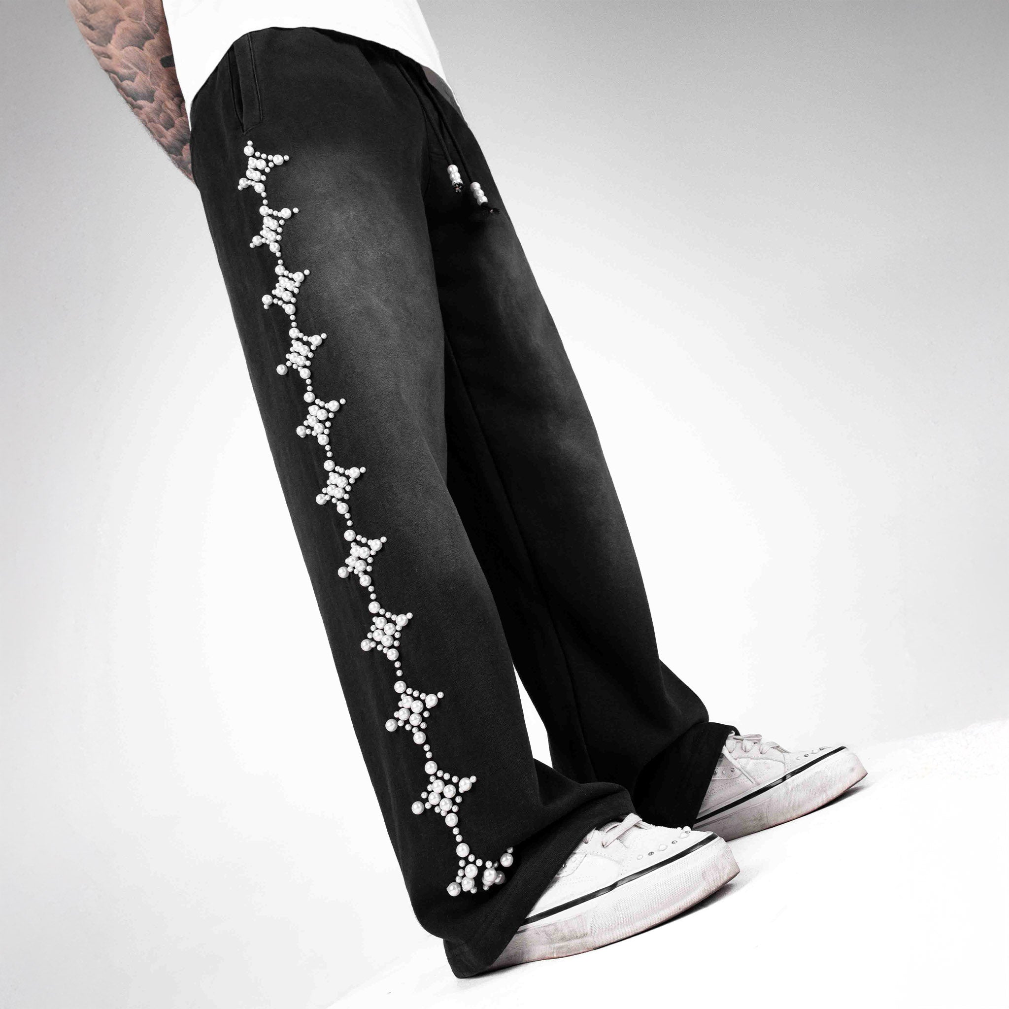 Commons Pearled Star Sweatpants Black Common Hype