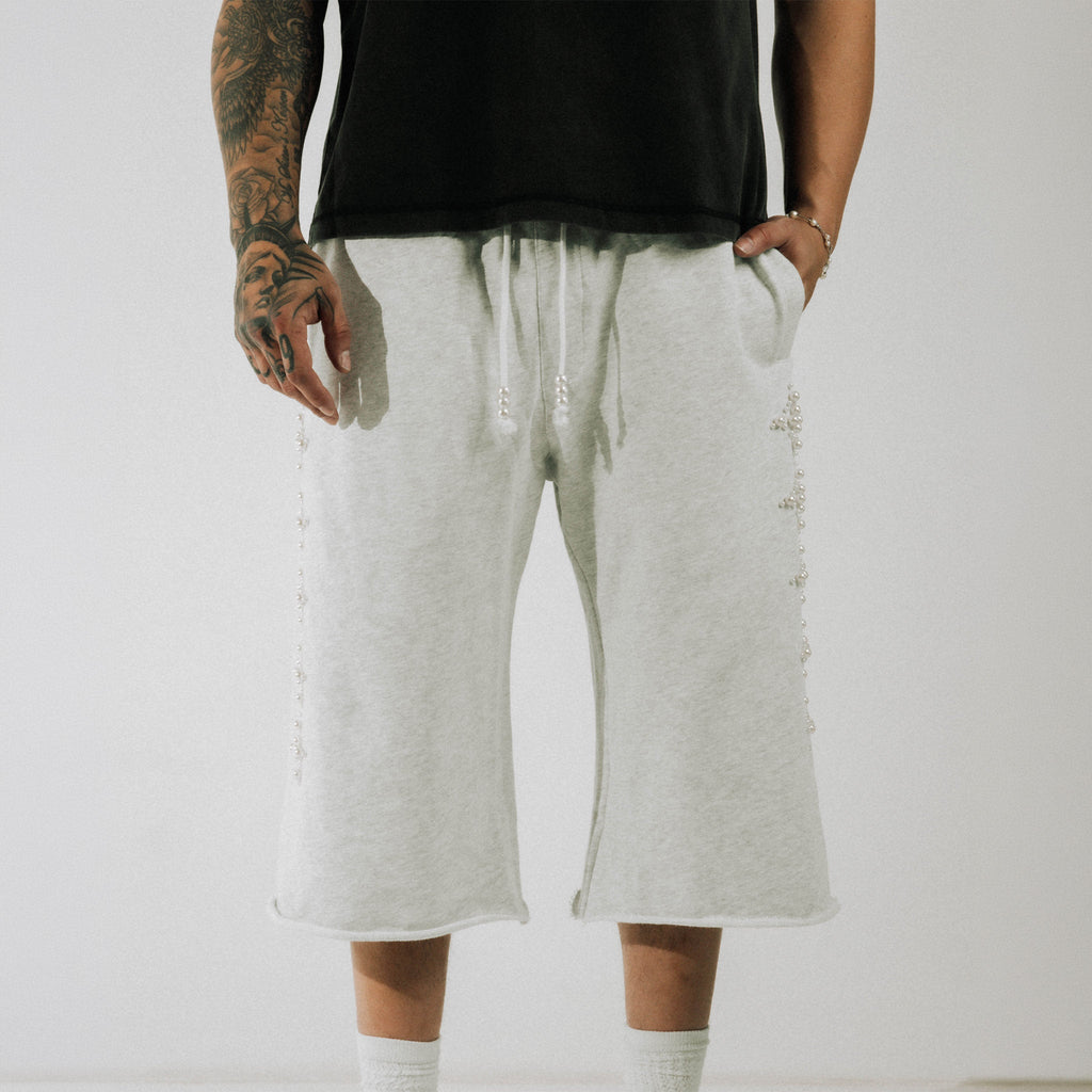 Commons Pearled Star Sweatshort Heather Grey Common Hype