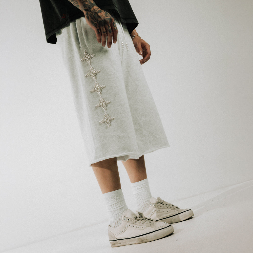 Commons Pearled Star Sweatshort Heather Grey Common Hype