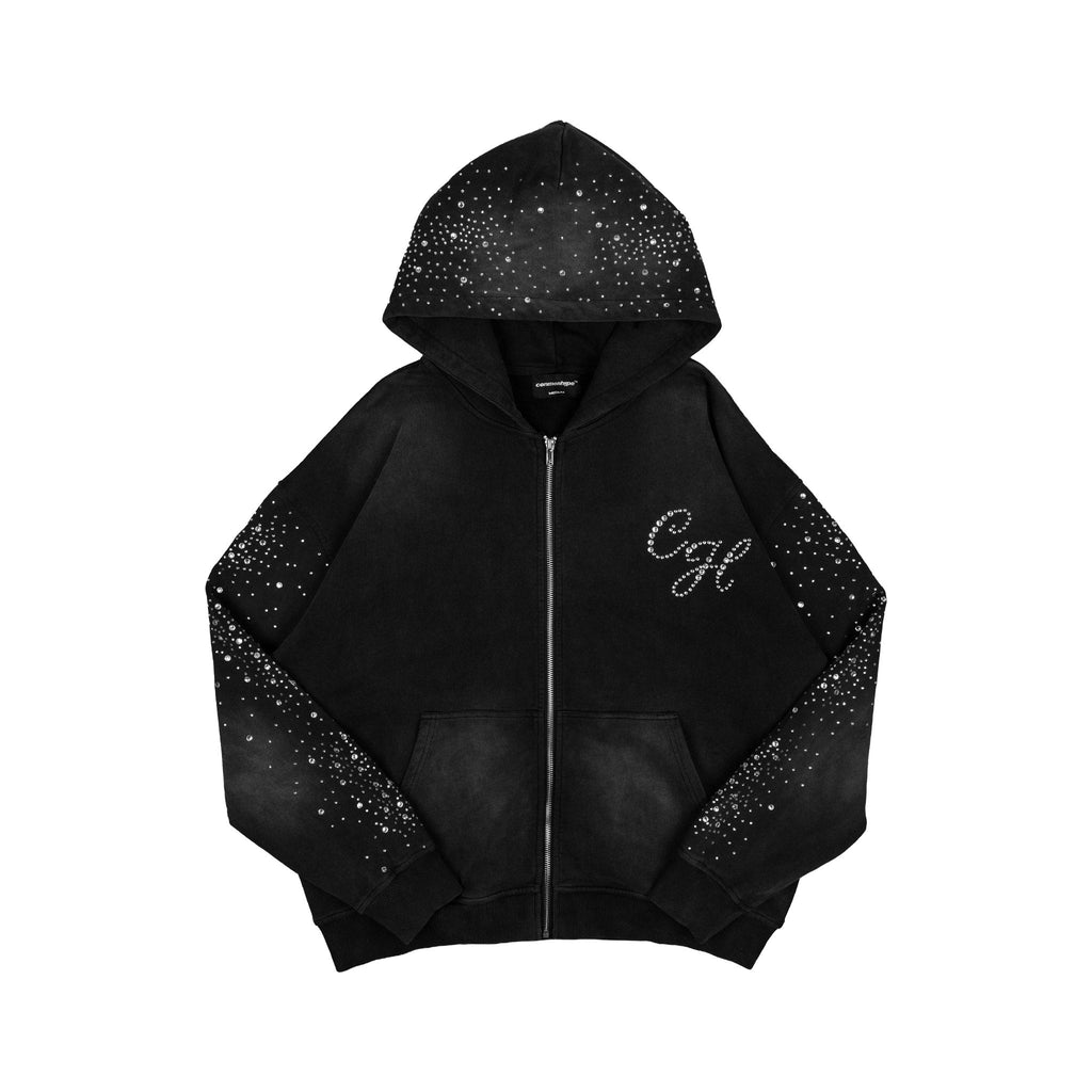 Common Hype Diamanté Hoodie Washed Black Common Hype