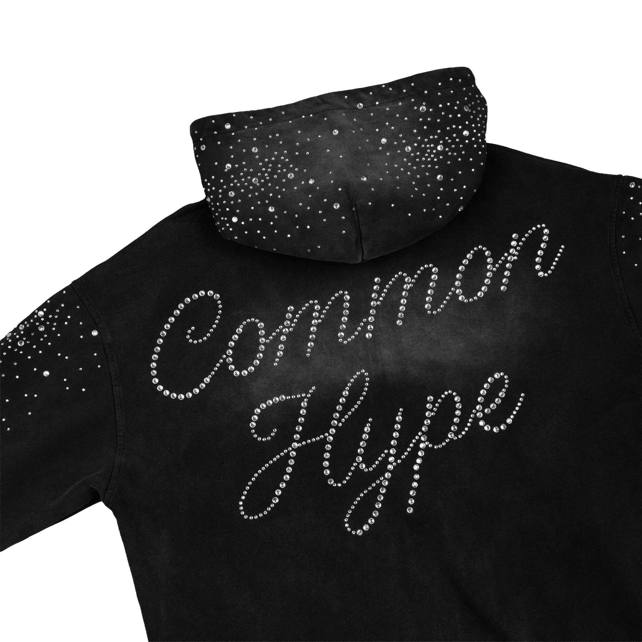 Common Hype Diamanté Hoodie Washed Black Common Hype