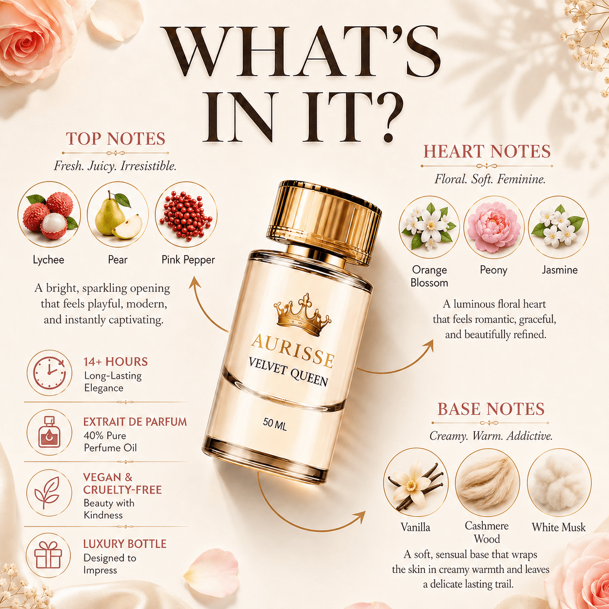 Aurisse Velvet Queen — Vanilla Perfume for Women, 50ml AURISSE