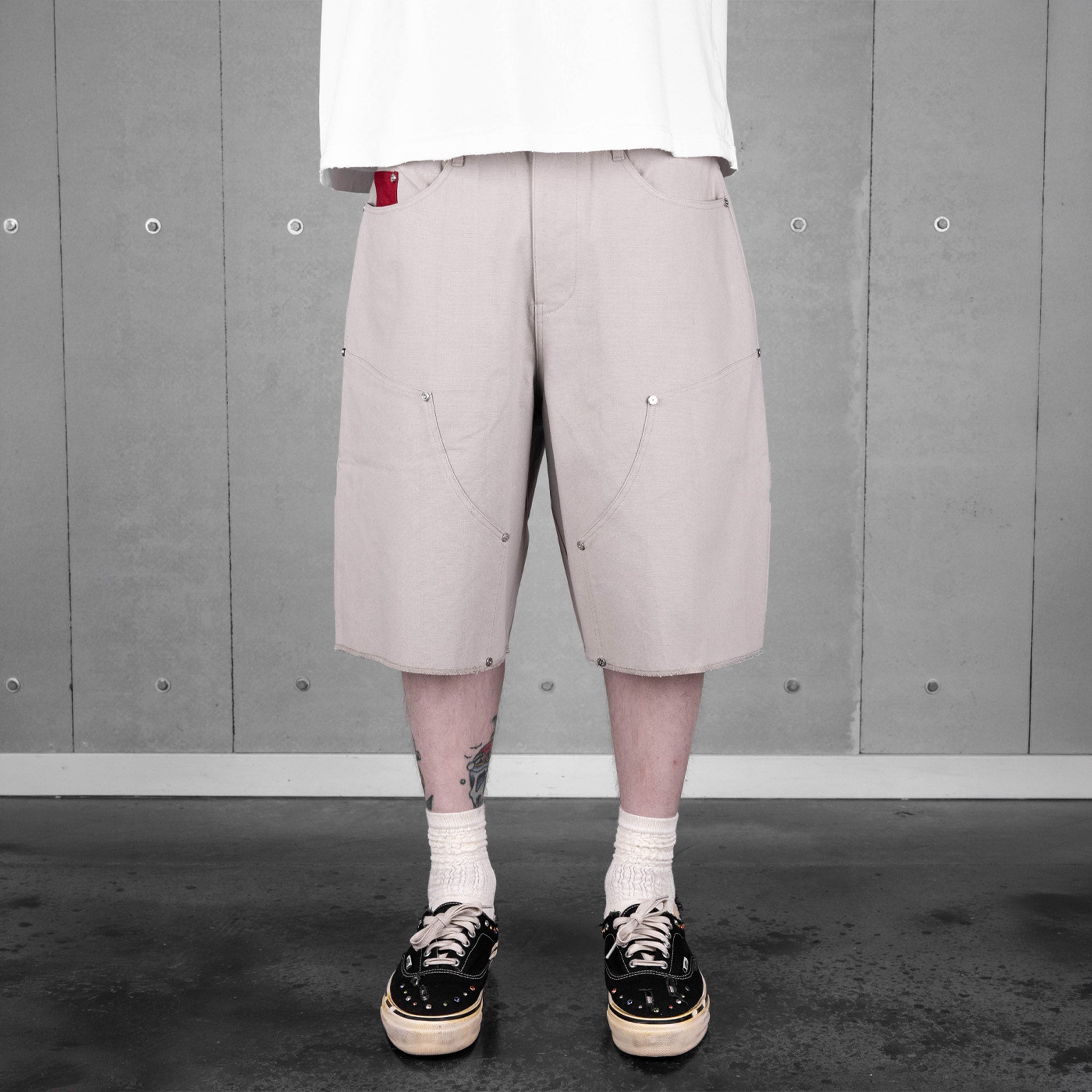 Commons Double Knee Canvas Short Grey Common Hype