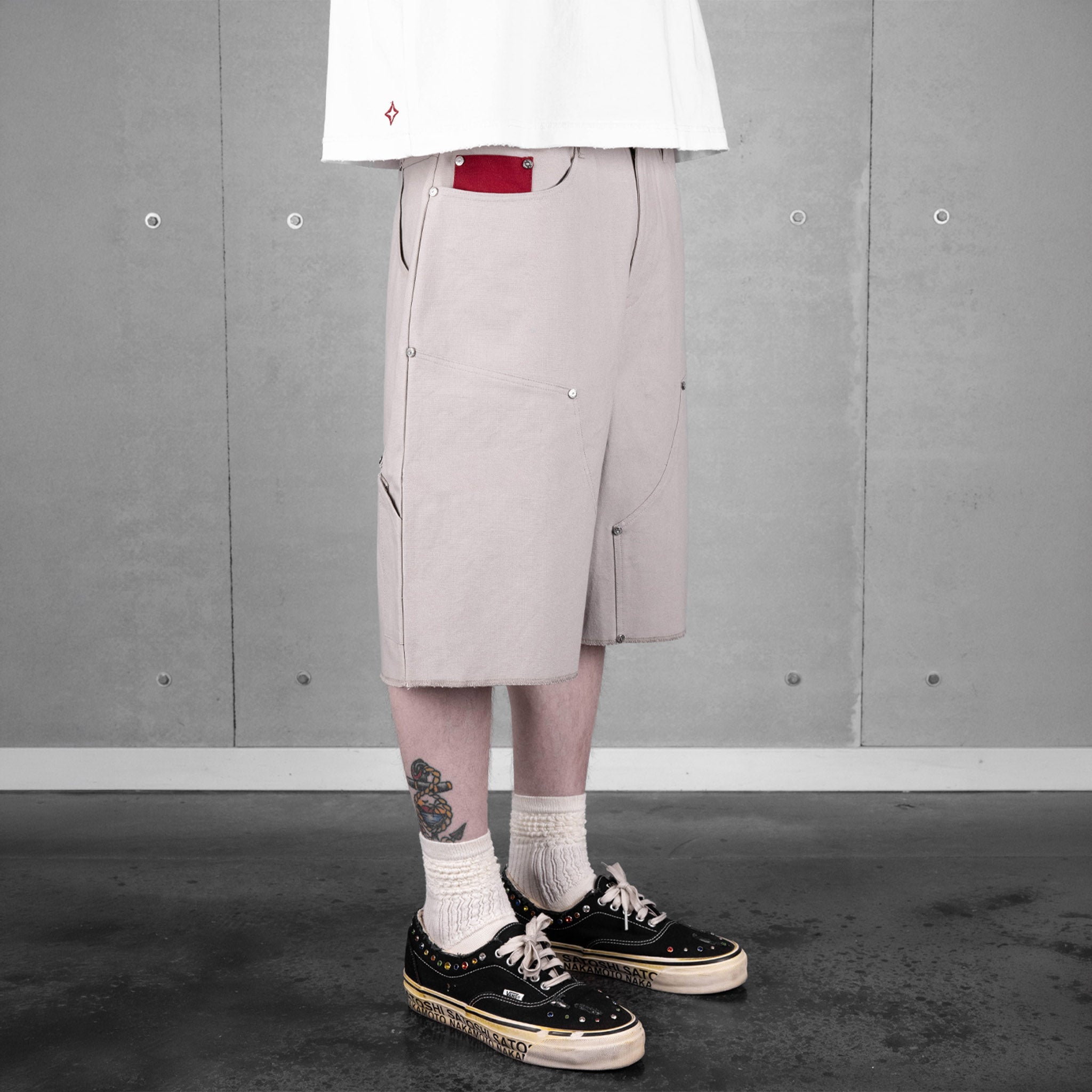 Commons Double Knee Canvas Short Grey Common Hype