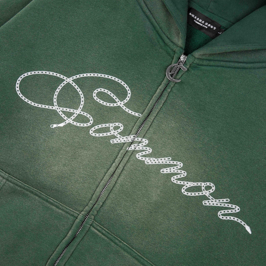 Common Hype Cropped Fleece Zip Up Hoodie Forrest Green Common Hype