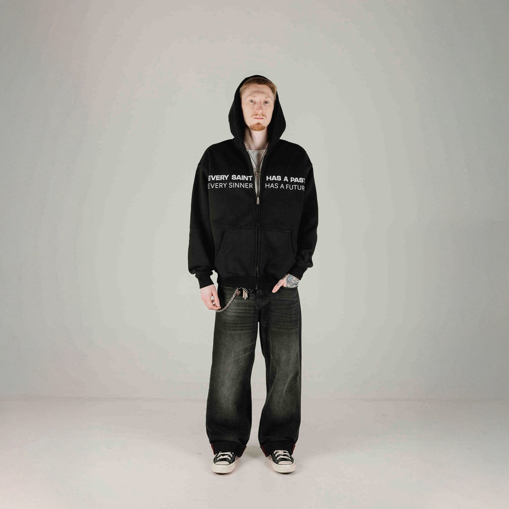 Compliments Sinner & Saint Black Wash Zip-Up Hoodie Common Hype