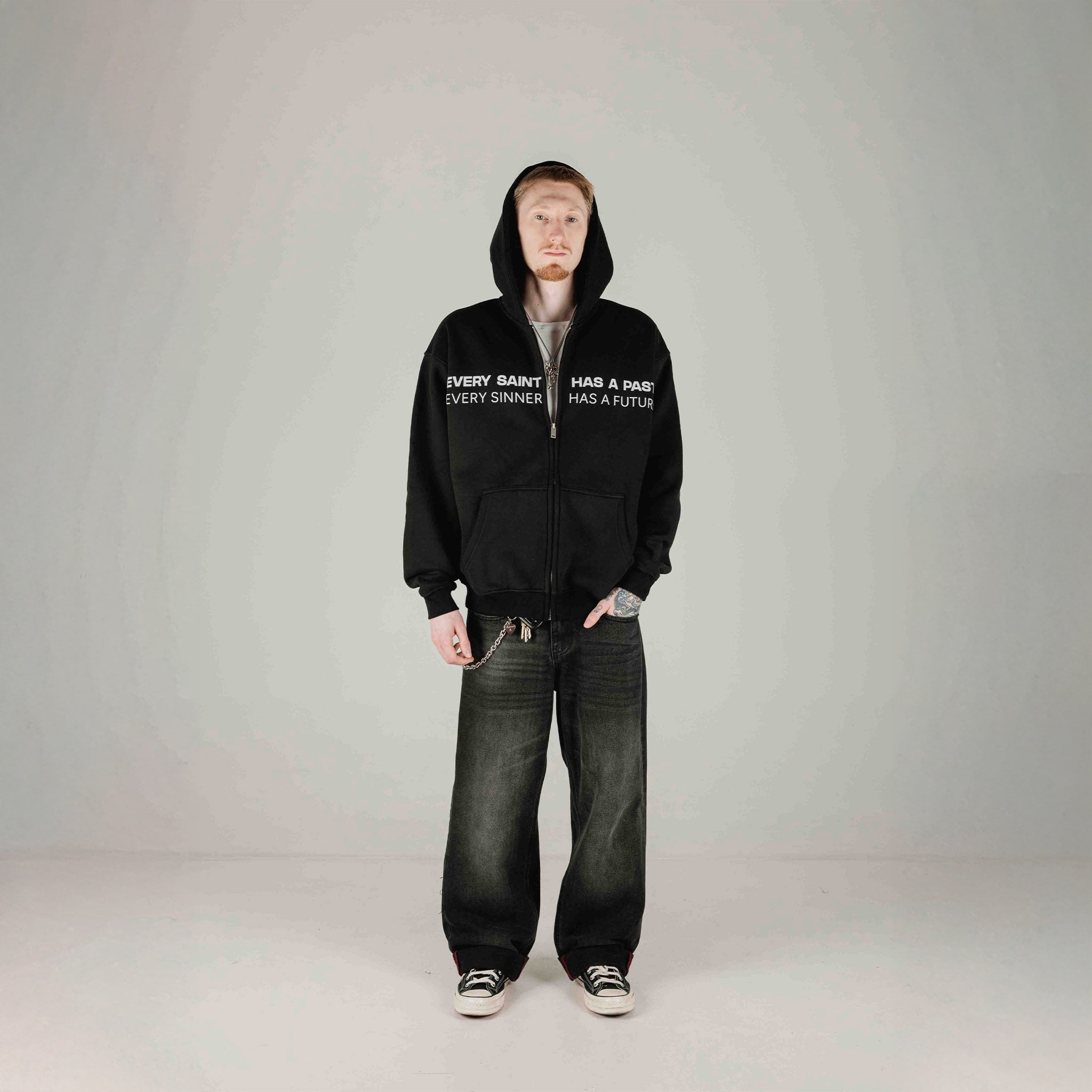 Compliments Sinner & Saint Black Wash Zip-Up Hoodie Common Hype