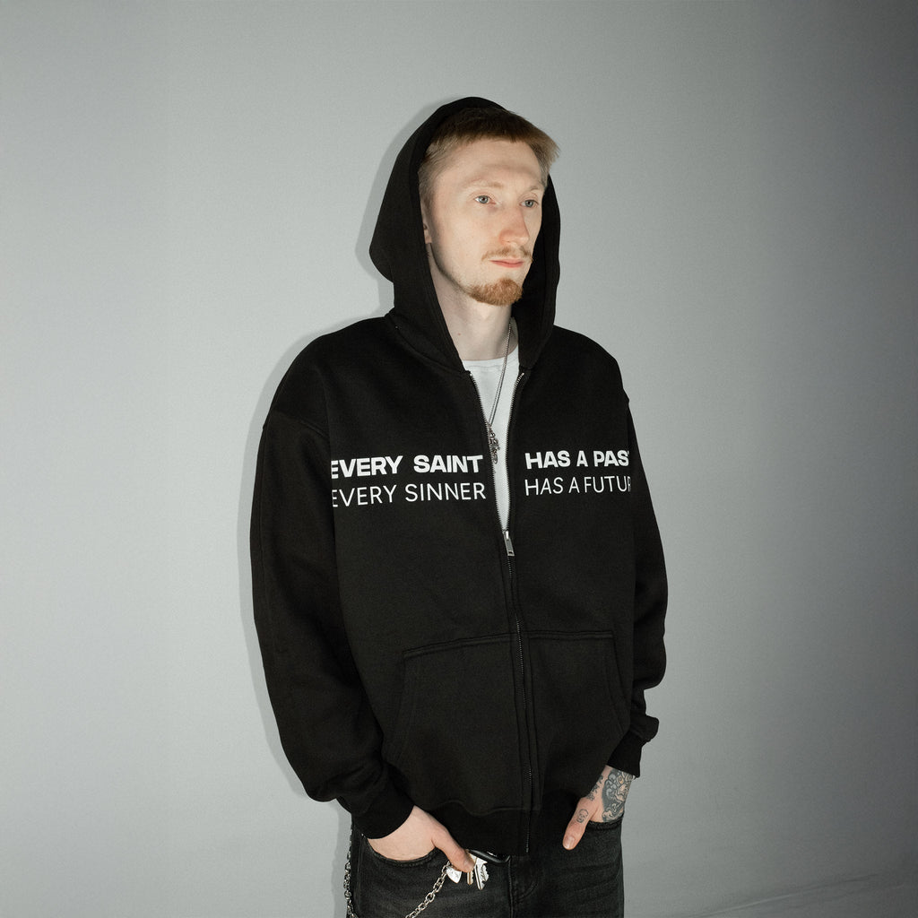 Compliments Sinner & Saint Black Wash Zip-Up Hoodie Common Hype