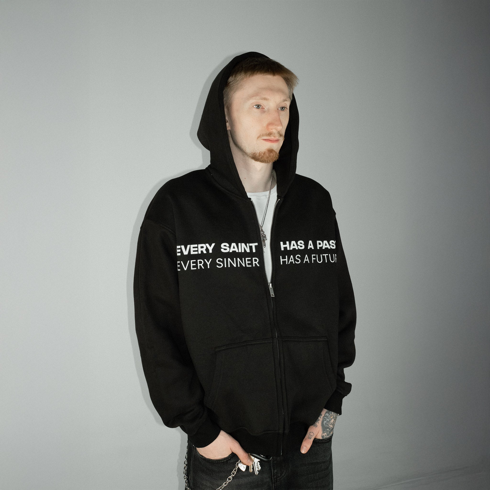 Compliments Sinner & Saint Black Wash Zip-Up Hoodie Common Hype