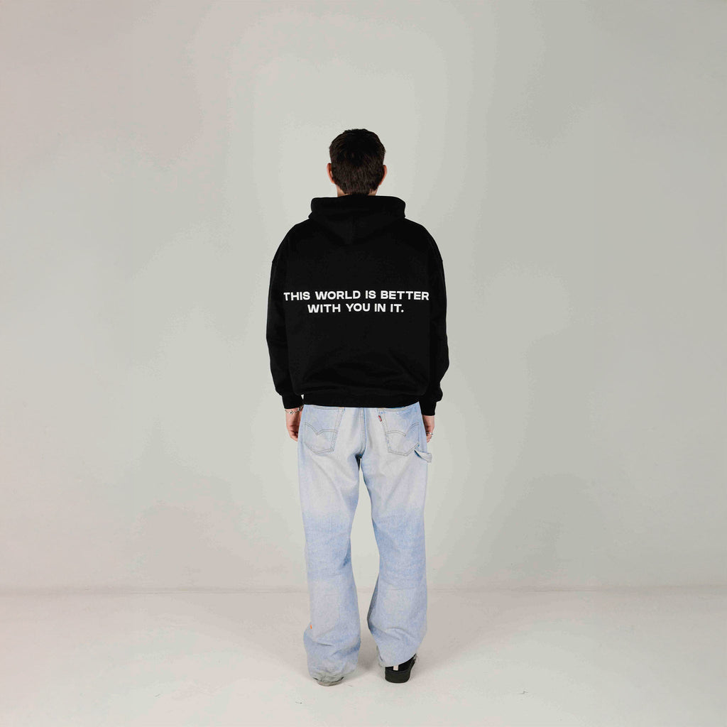 Compliments The World Better With You in It Black Hoodie Common Hype