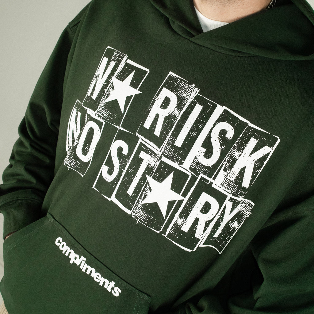 Compliments No Risk, No Story Dark Green Hoodie Common Hype