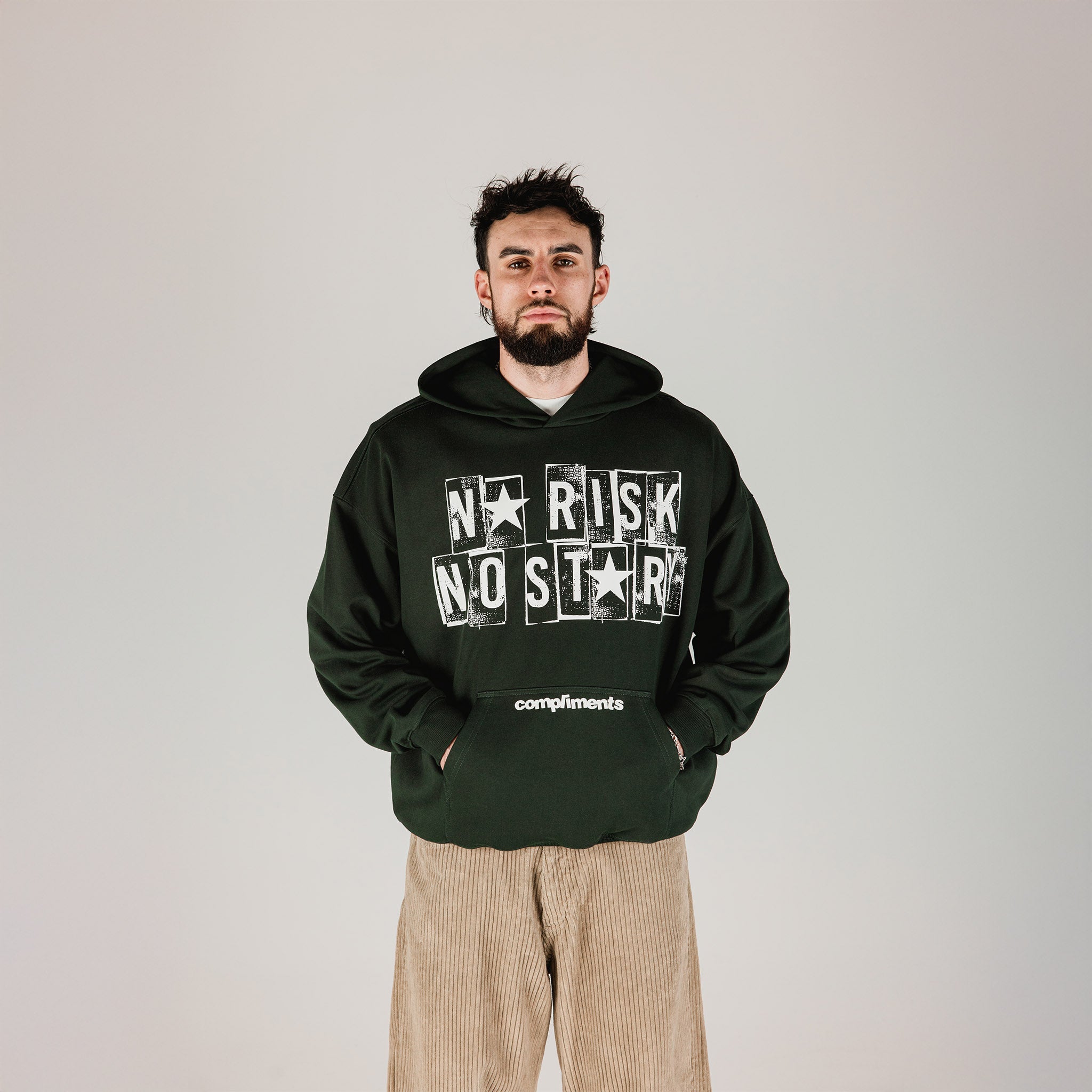 Compliments No Risk, No Story Dark Green Hoodie Common Hype