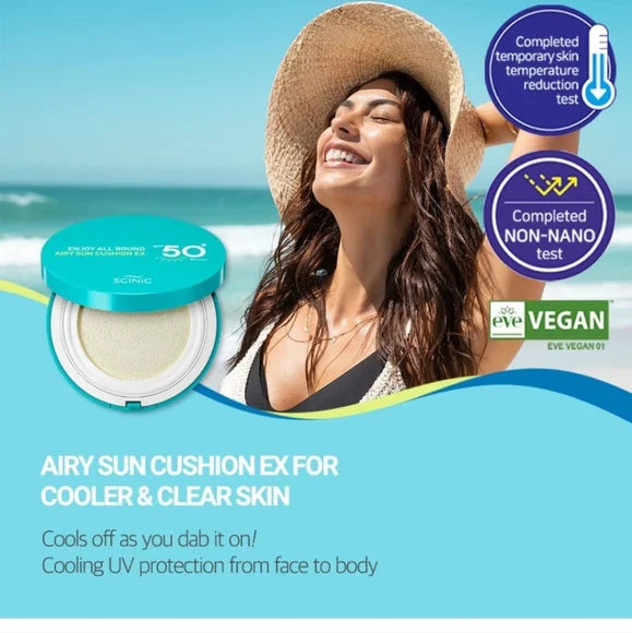 SCINIC Enjoy All Round Airy Sun Cushion SPF 50+ PA++++ AsiaBeautyMall