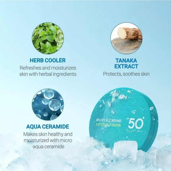 SCINIC Enjoy All Round Airy Sun Cushion SPF 50+ PA++++ AsiaBeautyMall