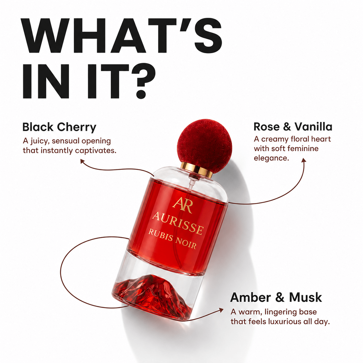 Aurisse Rubis Noir — Rose & Musk Perfume for woman, 50ml AURISSE